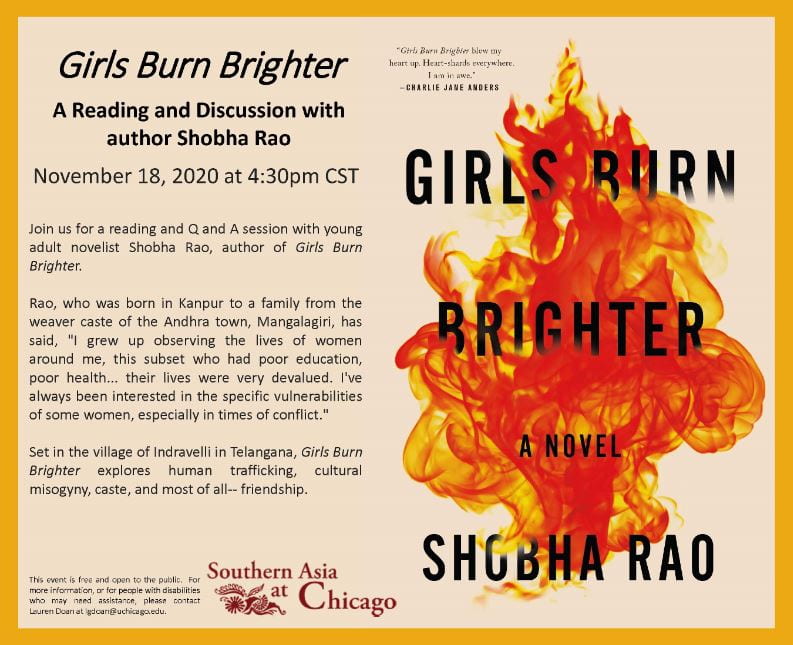 Flyer for Girls Burn Brighter event